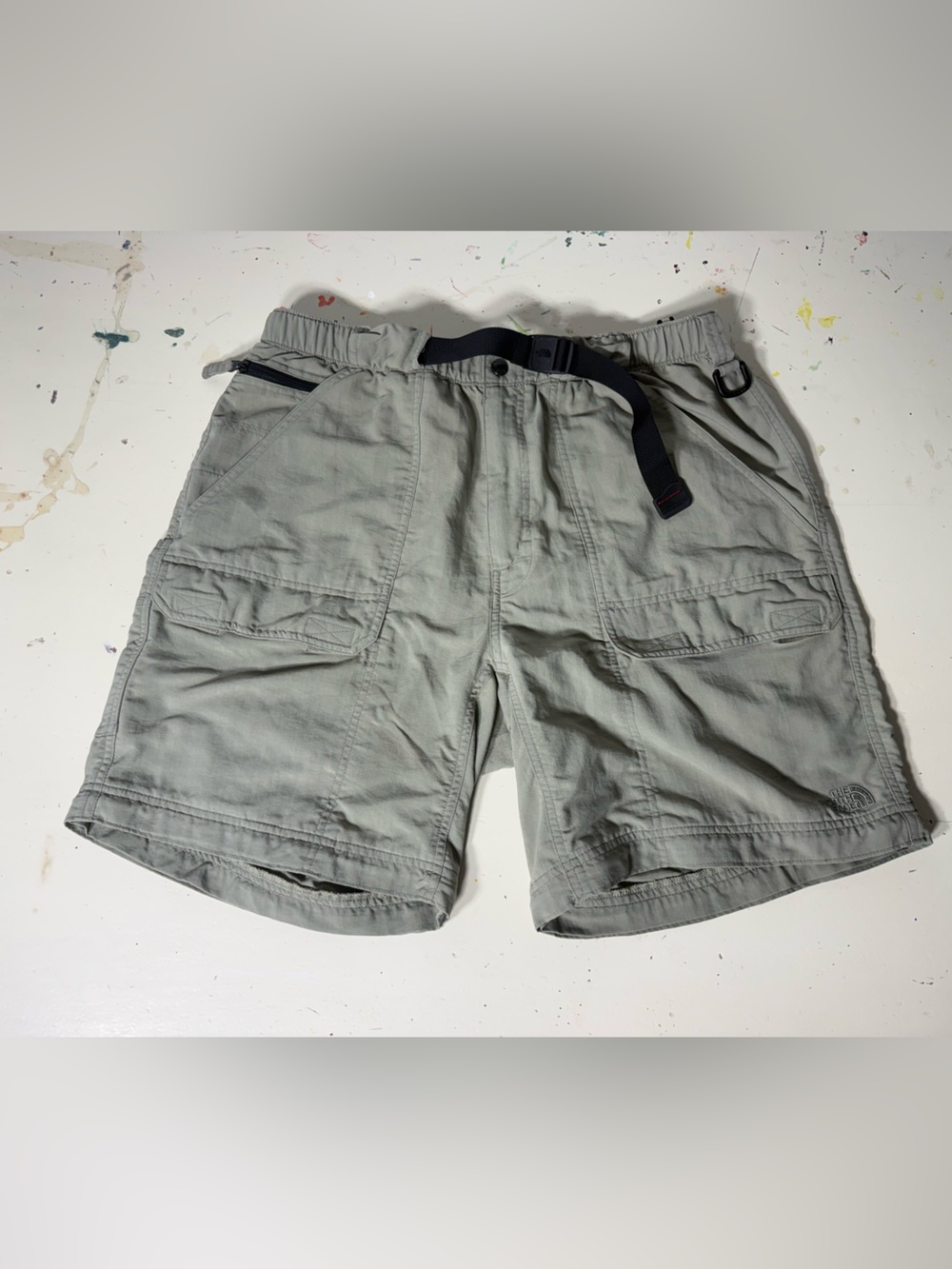 The North Face Men's Light Gray Cargo Shorts with Webbing Belt